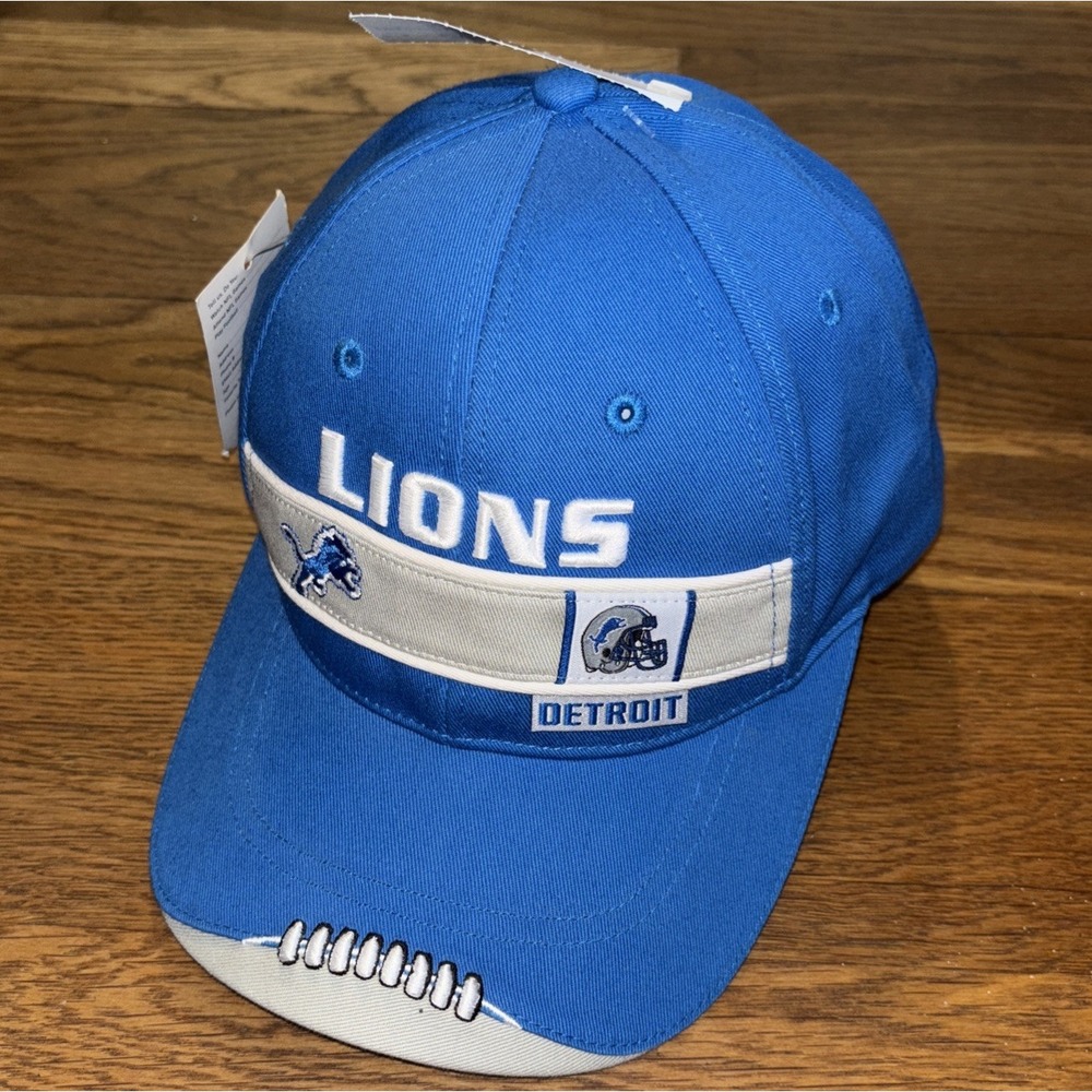 NEW Reebok Detroit Lions Football Y2K Hat Cap Strapback Adjustable Blue Gray